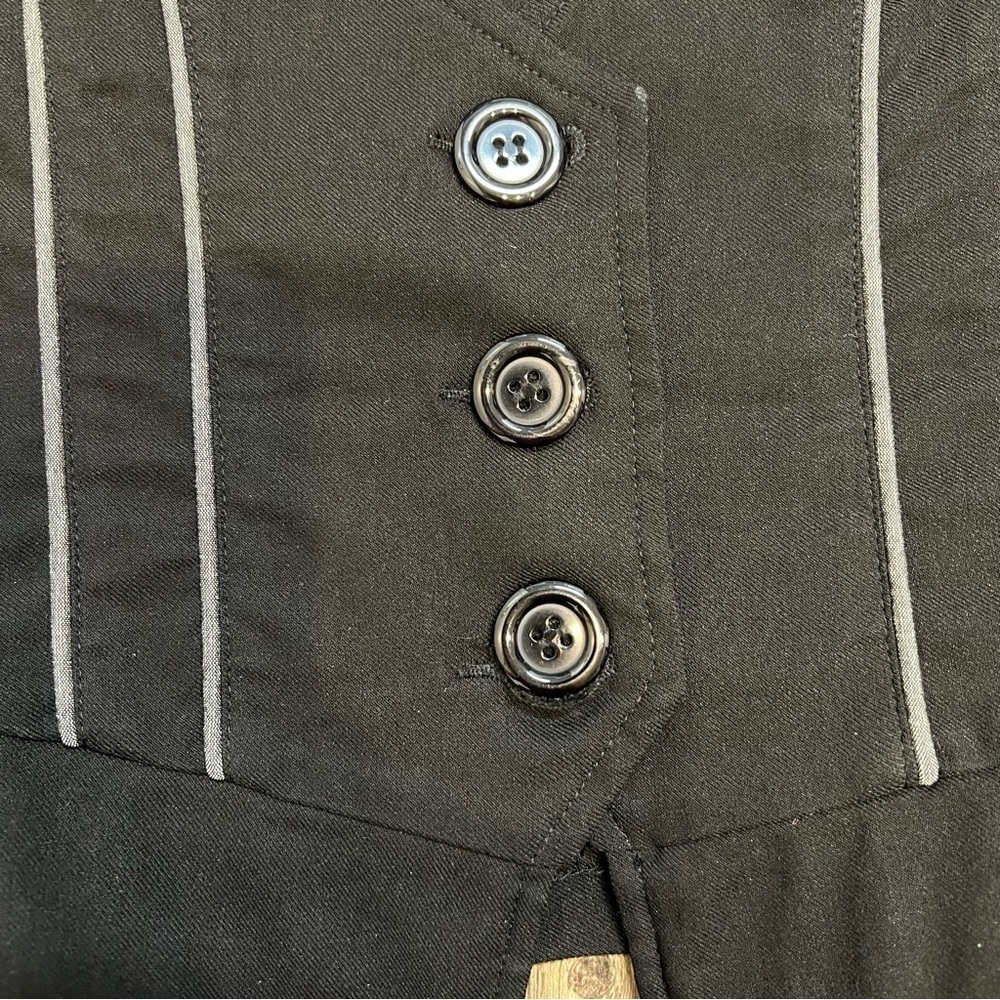 Michel Womenβs Black Fitted Vest Top buttoned Up BlackGray Business Casual S - Picture 9 of 10
